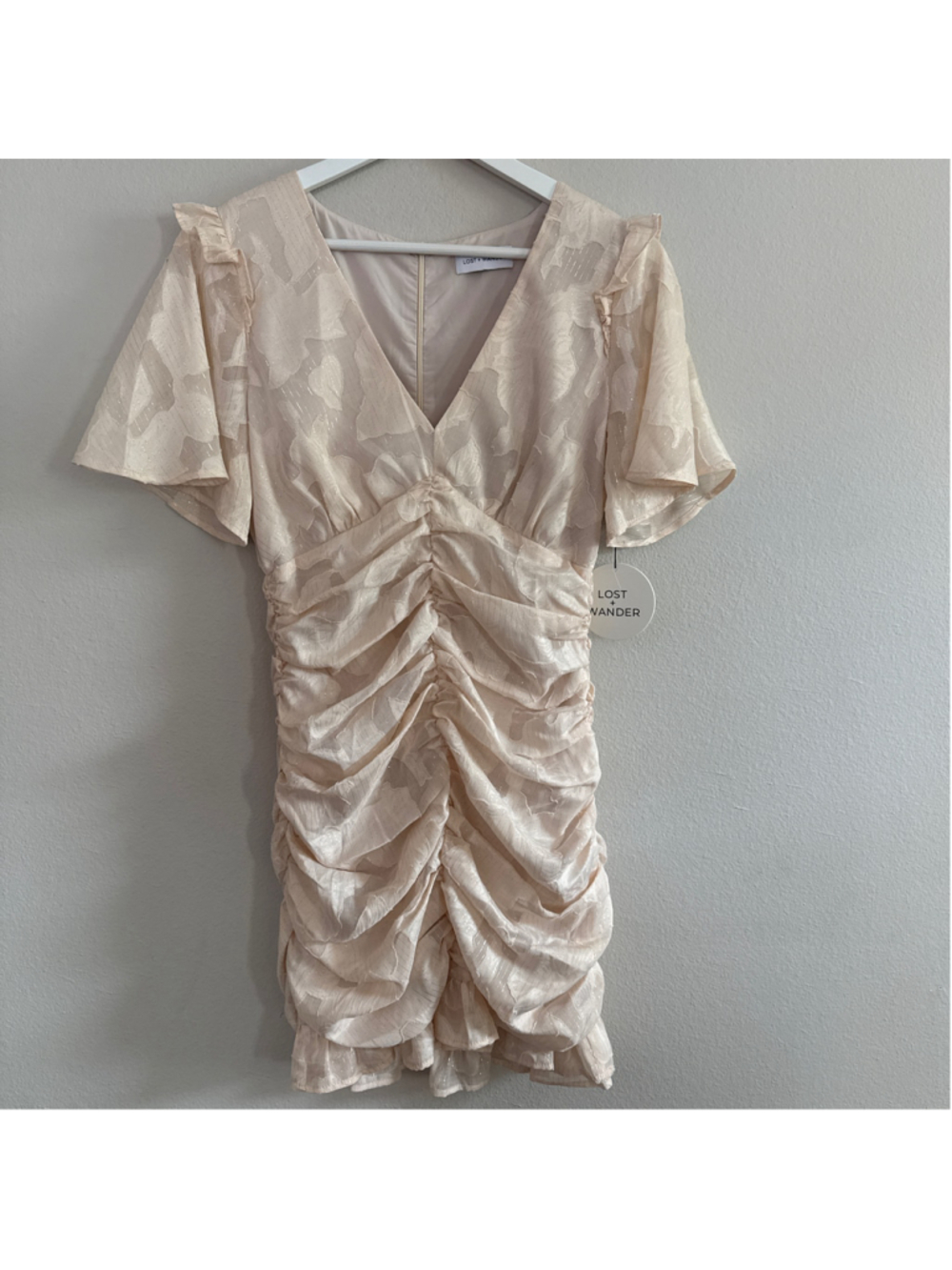 Women's Lost + Wander Celestial Glow Mini Dress Size S Beige Gold